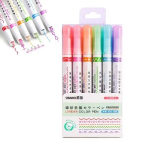 Carimbo Roller Marca Texto Estampado Estojo 6 Cores