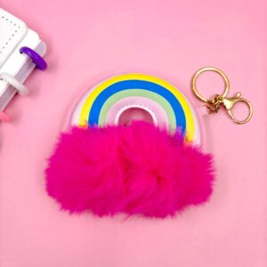 Chaveiro Premium Arco iris Pompom - Pacote 3 Und