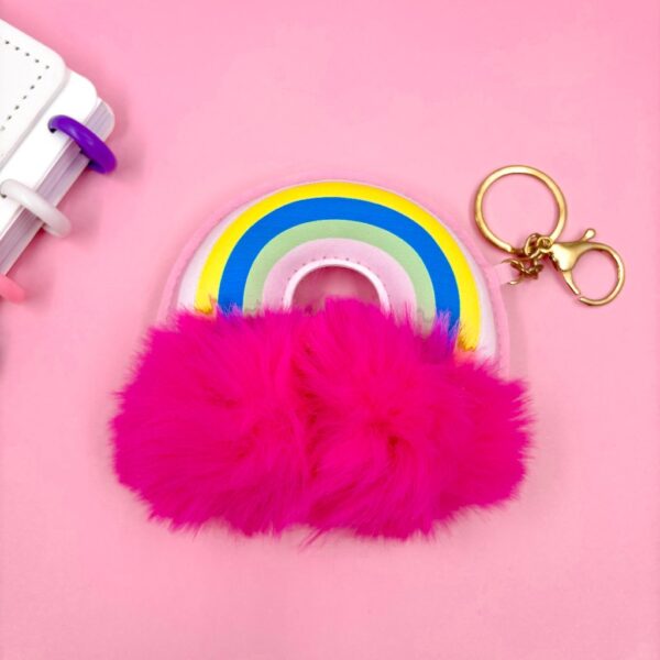 Chaveiro Premium Arco iris Pompom - Pacote 3 Und