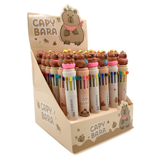Caneta 10 Cores CAPIVARA Cute - CX 36 UND