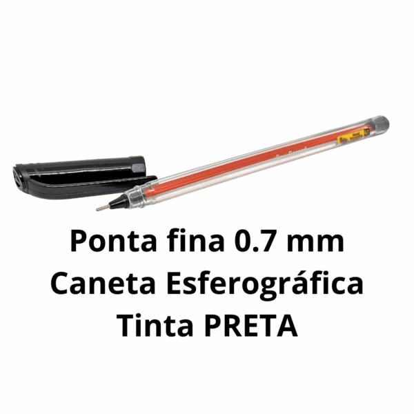 Caneta Esferográfica Transparente PRETA 0.7 mm Record - ROKE - UND