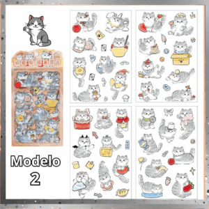 Pacote c/ 4 Cartelas Adesivo Gatinhos Cute - IMPORTADO - UND