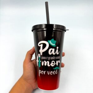 Copo Plástico c/ Canudo 600 Ml Pai