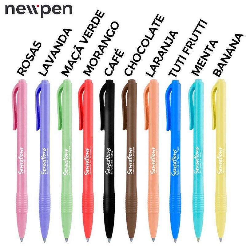 Caneta Clic Perfumada Sortidas 0.7mm Newpen - 10 Und