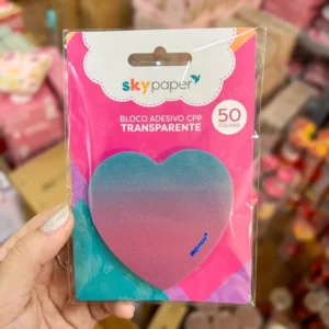 Bloco de Notas Adesivado Transparente Coração - SKYPAPER - UND