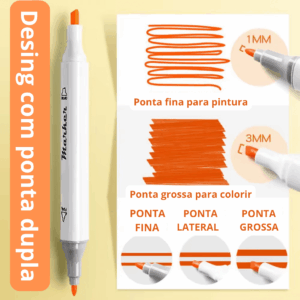 Caneta TOUCH Marcador Ponta Dupla PARA COLORIR - MALETA Transparente 12 CORES