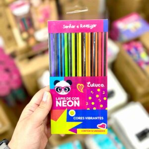Lápis de Cor Sextavado NEON 12 Cores Luluca - SKYPAPER - BLISTER
