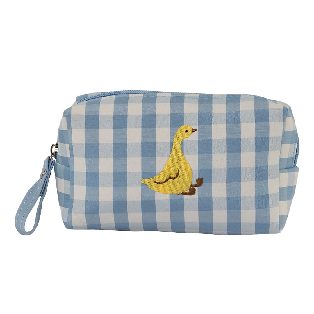 Estojo Necessaire Xadrez  AZUL Patinho 17x9x7cm - FLORIE - UND