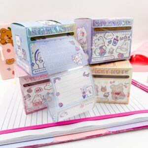 Caixinha de Mesa c/ Bloco de Notas Autocolantes Bichinhos Fofos - UND