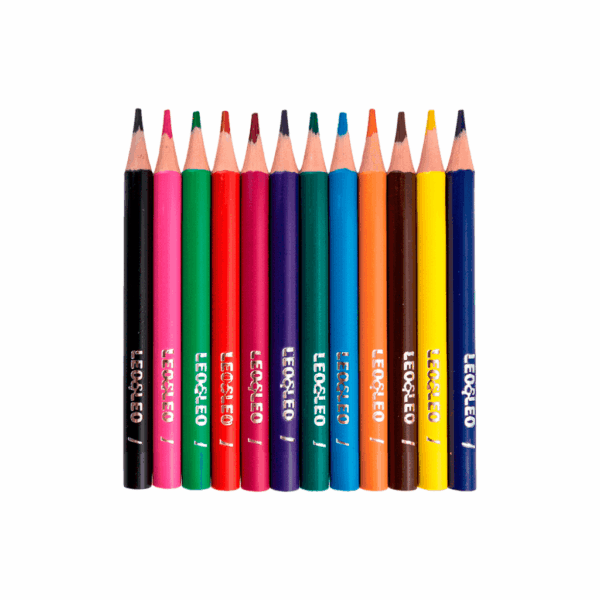 Lápis de Cor Mini Redondo Flex  12 Cores LEO E LEO - BLISTER