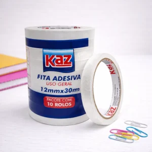 Fita Adesiva Transparente 12x30cm - KAZ - PACK 10 Rolos