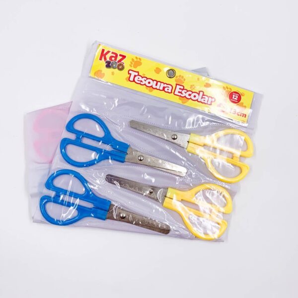 Tesoura Escolar Niquelada  13 cm KAZ - BLISTER c/ 12 UND