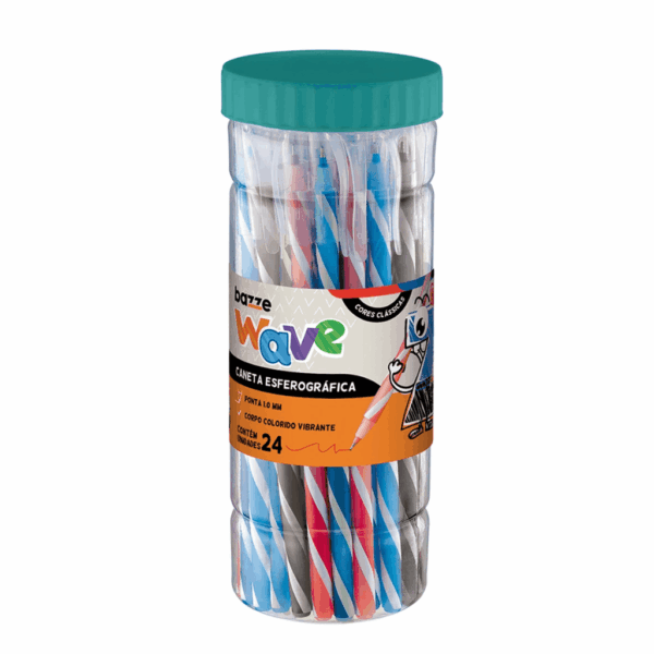 Caneta Esferográfica Wave 1.0 Cores Clássicas - Pote 24 Und