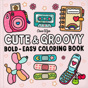KIT Livro de Colorir Cute e Groovy Coco Wyo + 10 CANETAS TOUCH