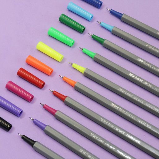 Caneta hidrográfica fineliner 0.4mm 6 Cores Neon BRW