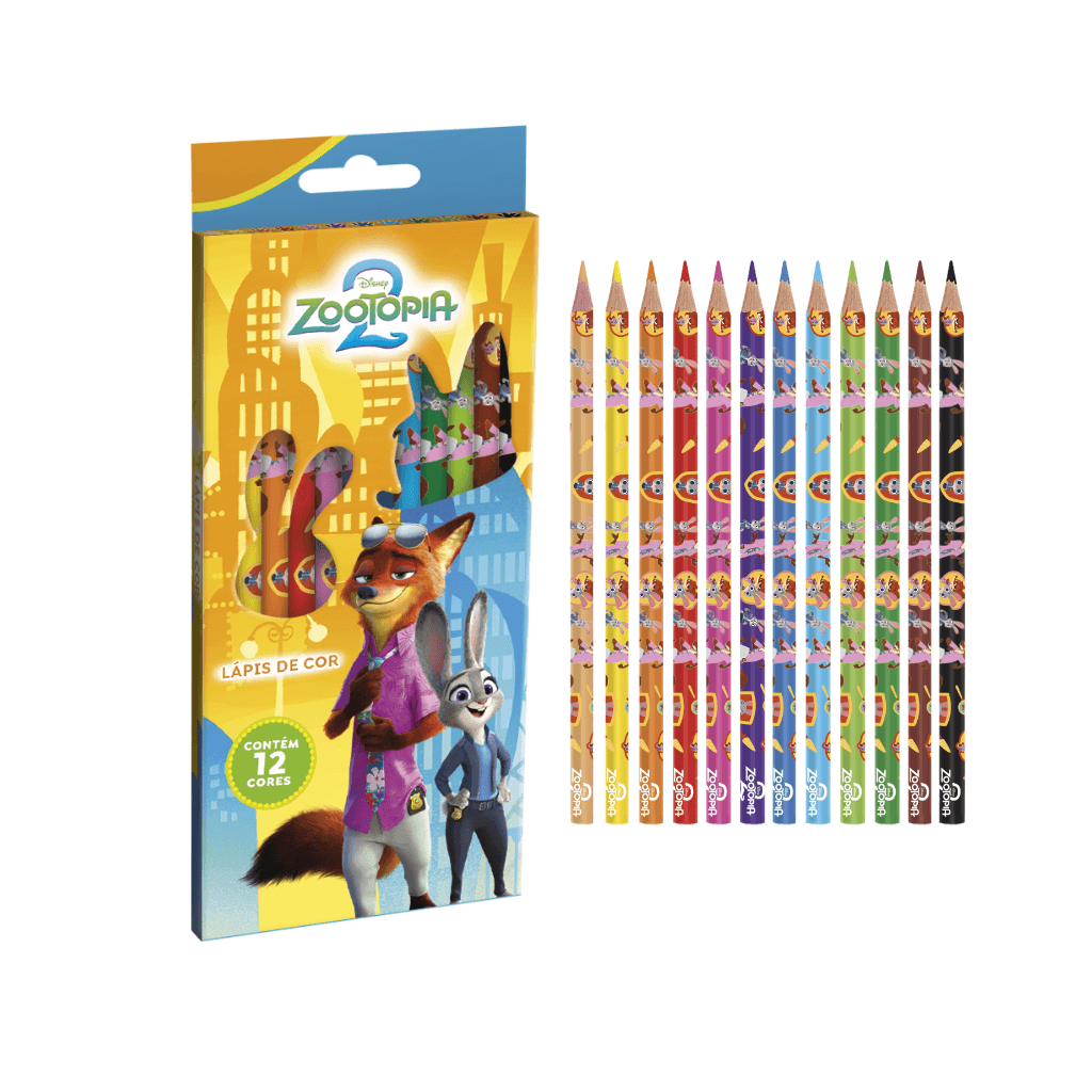 Lápis de Cor 12 Cores Zootopia - TRIS - BLISTER