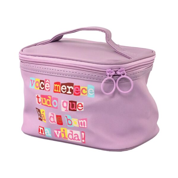 Necessaire Viagem Lilás "VOCÊ MERECE TUDO QUE HÁ DE BOM NA VIDA!" 19x12,5x13cm - FLORIE - UND