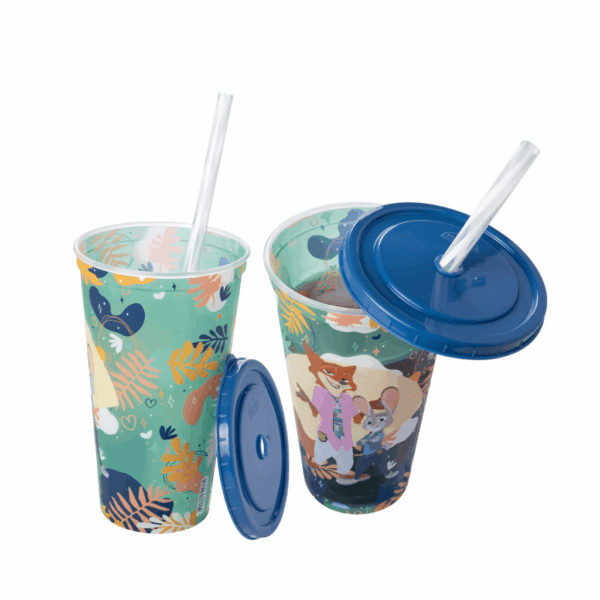 Copo Zootopia Nick e Judy c/ Canudo 500ml - PLASÚTIL - UND