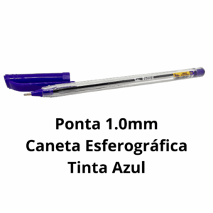 Caneta Esferográfica Transparente AZUL 1.0 mm Record - ROKE - 12 UND