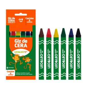 Giz De Cera 6 Cores Fino 8X88 mm - LEO E LEO - BLISTER