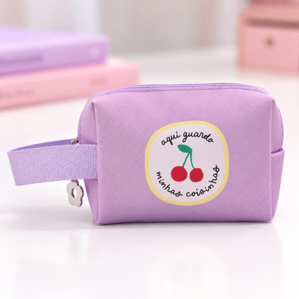 Bolsinha Porta-Moedas Lilás "AQUI GUARDO MINHAS COISINHAS" 10x5x7,5cm - FLORIE - UND