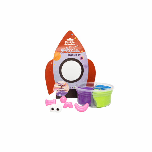 Kit Massinha de Modelar Galáxia Leo e Leo - Blister 3 Cores e Ferramentas