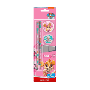 Kit Escolar 4 Peças Skye Patrulha Canina Rosa - TRIS - BLISTER