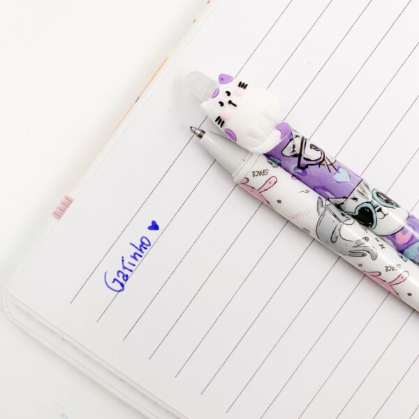 Caneta Clic Apagável Gatinho Meow - CX 36 UND