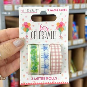Kit c/ 3 Fitas Washi Tapes Let's Celebrate 15mmx3m - IMPORTADO - BLISTER