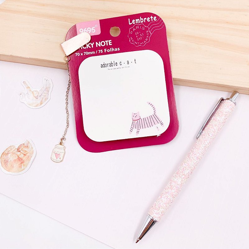 Bloco de Notas Adesivado Gatinhos Divertidos 70x70mm - 4 Und