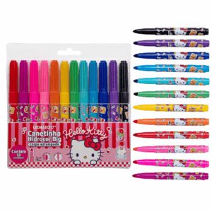 Canetinha Hidrocor Big Corpo Estampado Hello Kitty 12 Cores - LEO e LEO - BLISTER