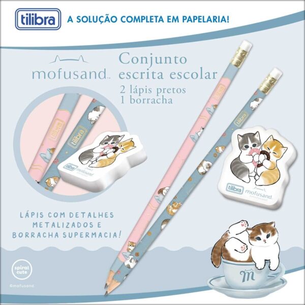 Kit Escolar 3 Peças Gato Mofusand - TILIBRA - BLISTER