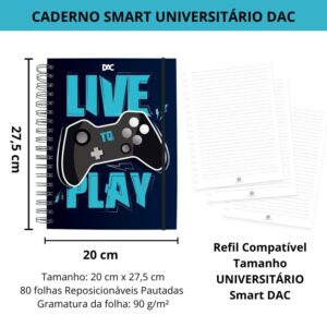 Caderno Smart Universitário 10 Matérias Game DAC