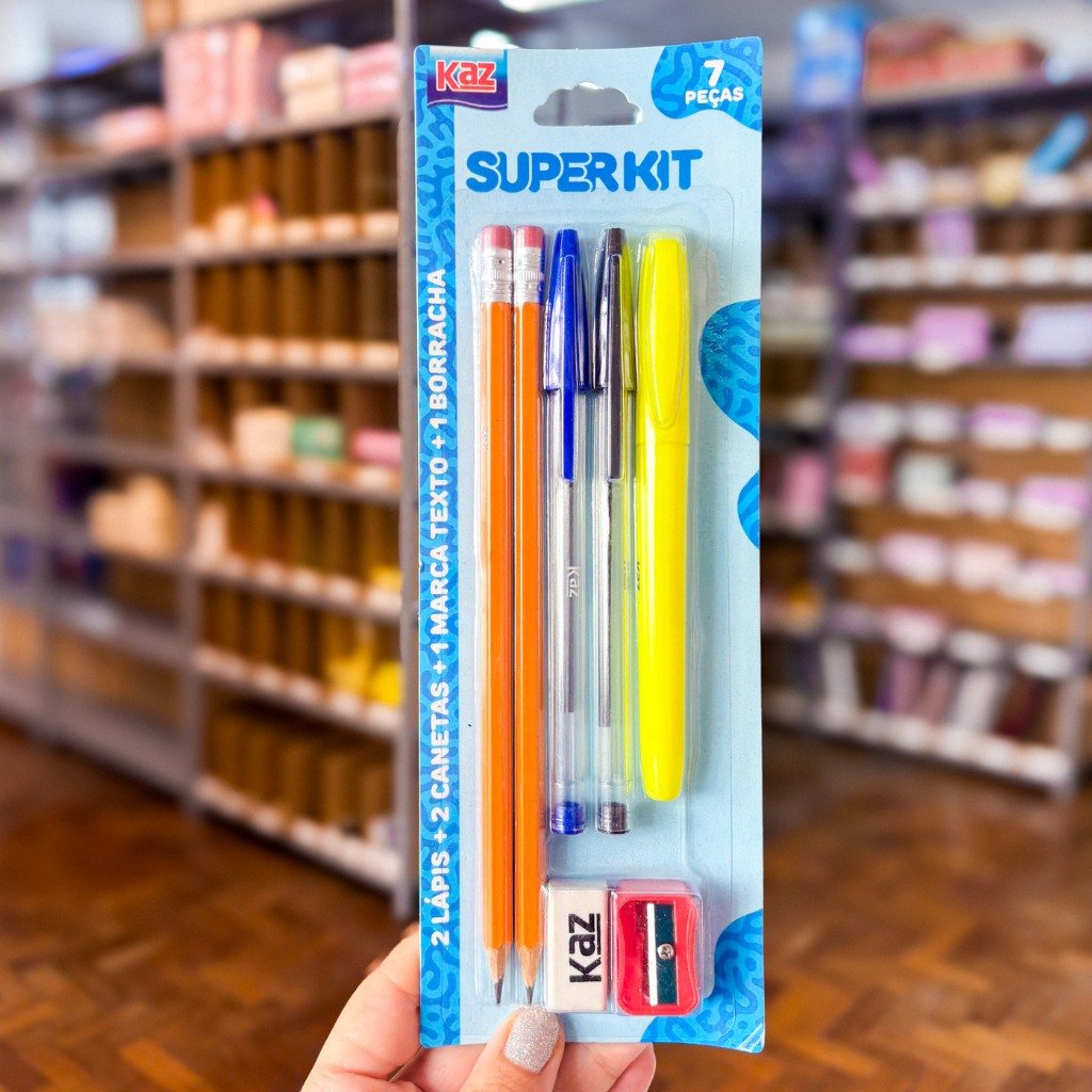 Super Kit Escolar 7 Peças - KAZ - BLISTER