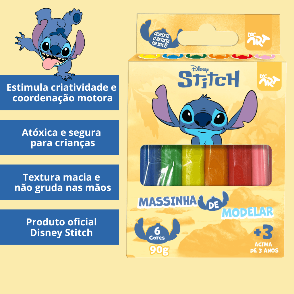 Massinha de Modelar Stitch 6 Cores - DAC ART - BLISTER