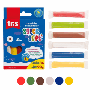 Massinha de Modelar Supersoft 6 Cores - TRIS - BLISTER