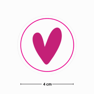 Adesivo Lacre Coração Fofo ROSA  - PACOTE 100 UND
