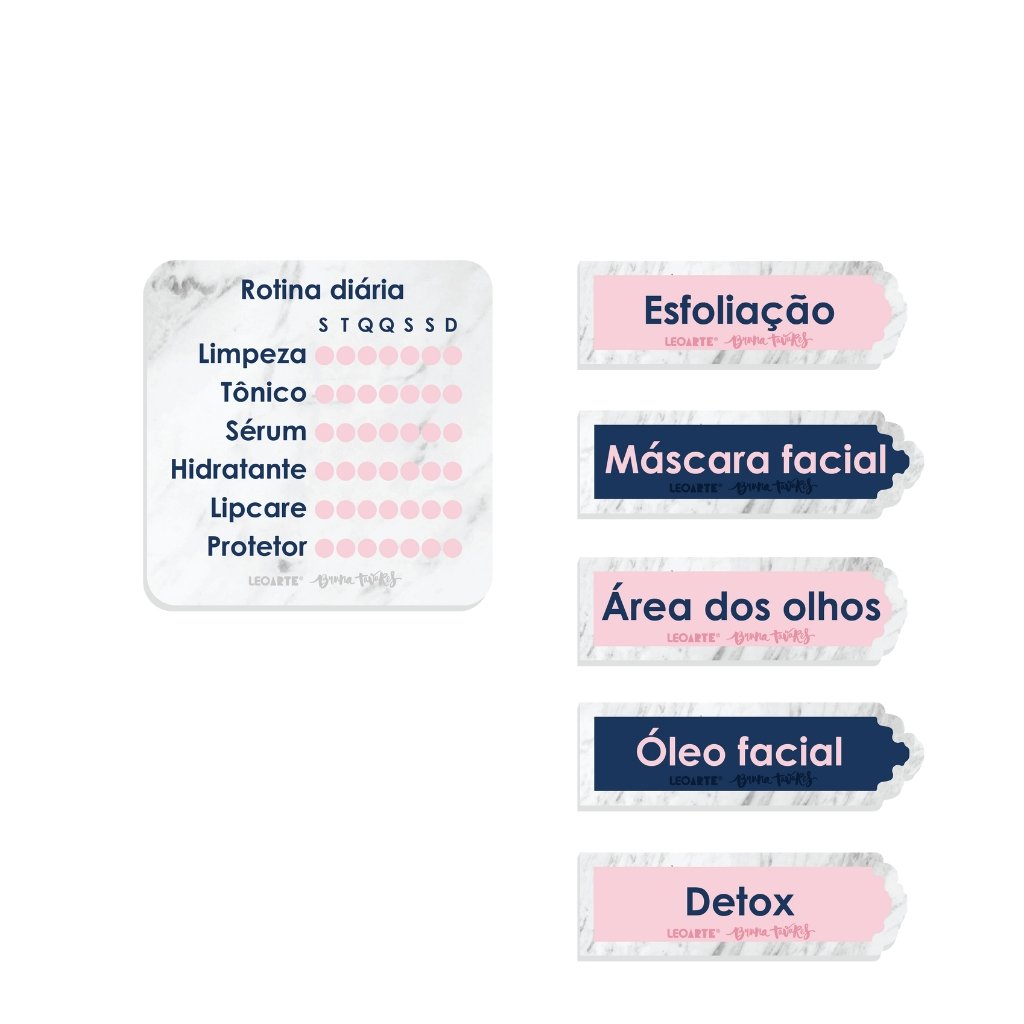 Bloco Adesivo Rotina Skincare c/ Cheirinho BRUNA TAVARES - LEOARTE - BLISTER 1 UND