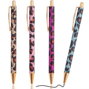 Caneta Metálica Luxo Glitter Estampada - Kit 4 Und