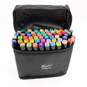 Caneta TOUCH Marcador Ponta Dupla PARA COLORIR - MALETA 60 CORES