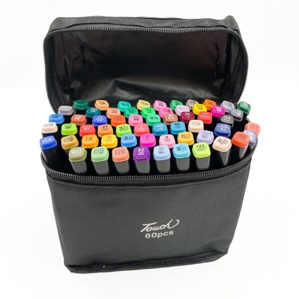 Caneta TOUCH Marcador Ponta Dupla PARA COLORIR - MALETA 60 CORES