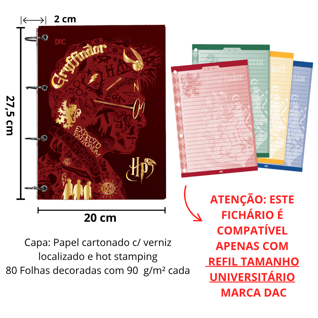 Fichário Universitário Argolado Harry Potter 80 fls - DAC