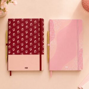Caderno de Anotação Flores e Cerejas 80 fls 21x14,5cm + Caneta Dourada Luxo - KAZ - UND