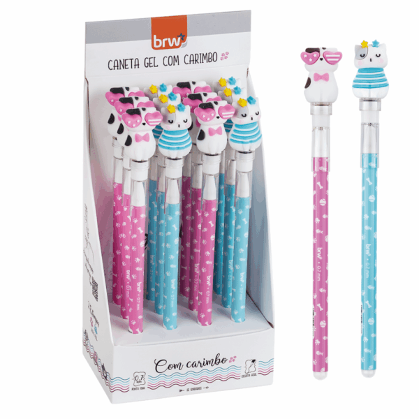 Caneta Esferográfica Divertida Apagável 0.7mm c/ Carimbo BRW - Display 12 UND