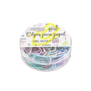 Clips para papel tamanho 2/0 Cores Pastéis com 50un BRW