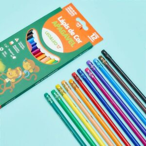 Lápis de Cor Apagável 12 Cores LEO E LEO - BLISTER