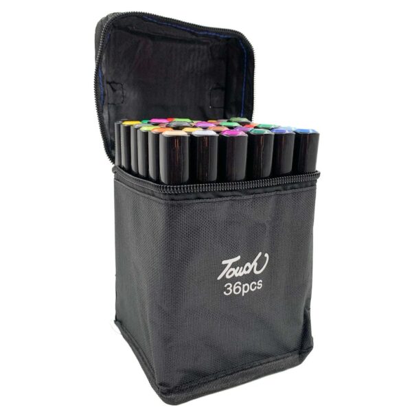 Caneta TOUCH Marcador Ponta Dupla PARA COLORIR - MALETA 36 CORES - Tampa Redonda