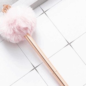 Caneta Metálica Luxo Pompom Coroa