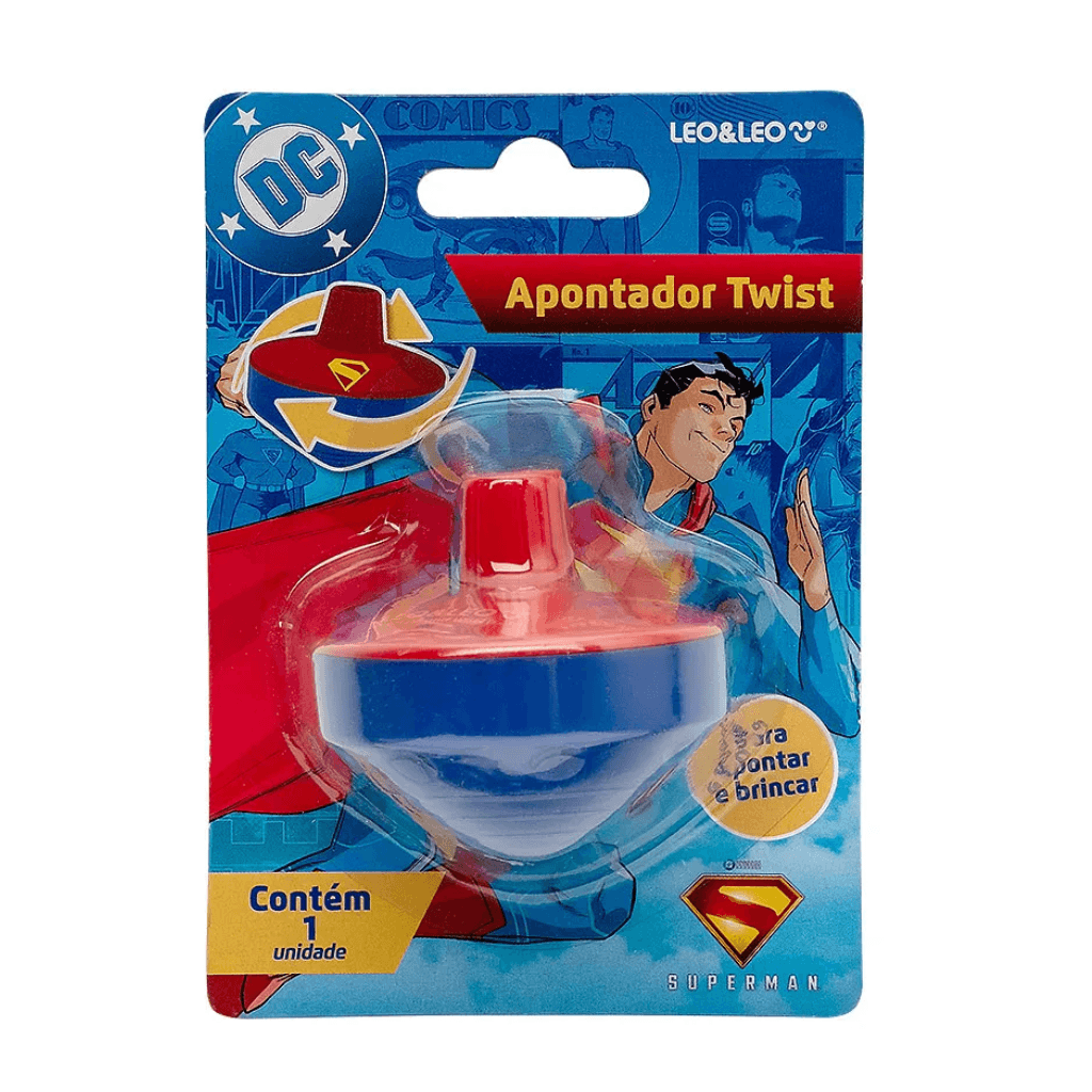 Apontador Twist c/ Depósito Superman - LEO E LEO - BLISTER 1 UND