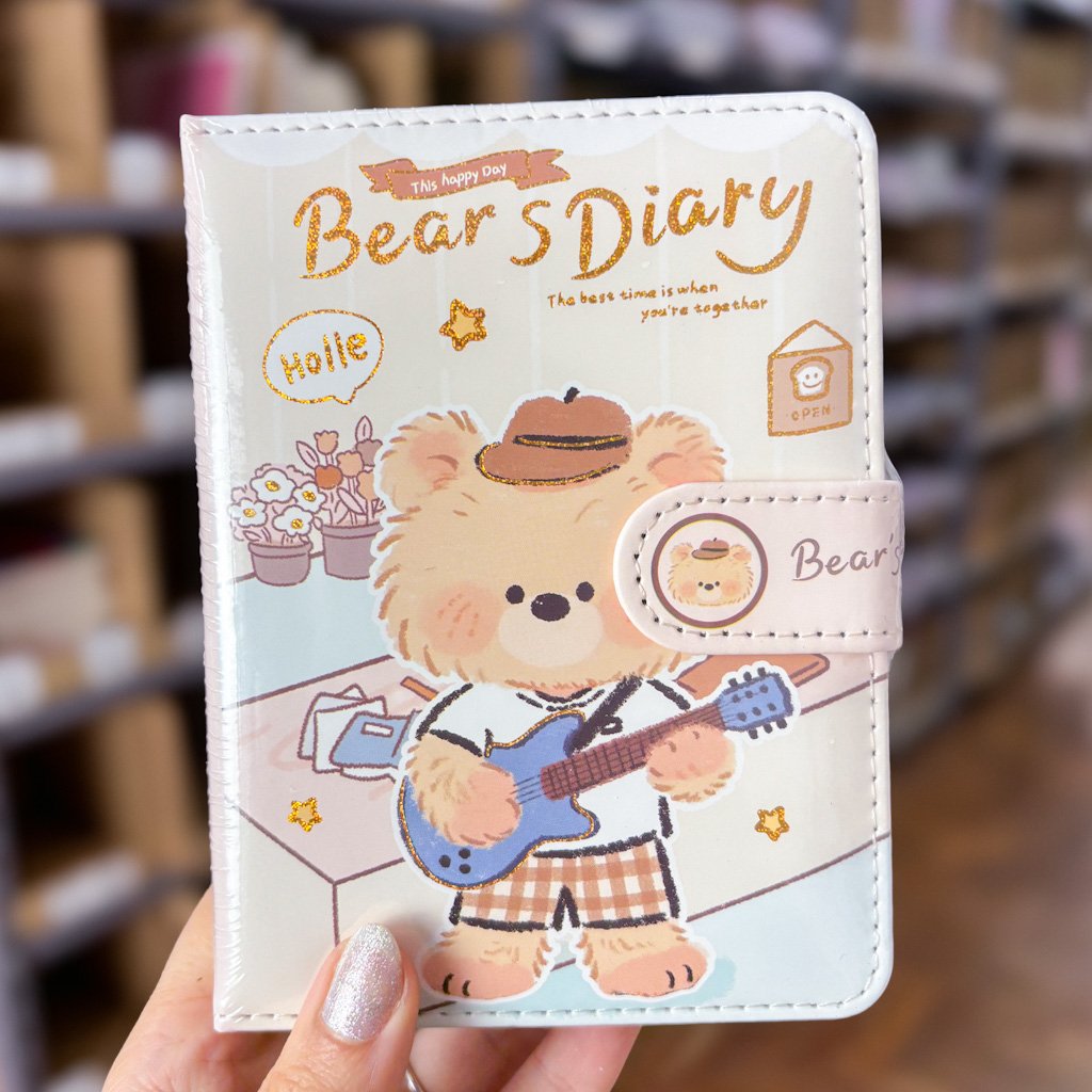 Caderno LUXO c/ Fechamento Ursinhos 10,3x13,7cm - IMPORTADO - UND
